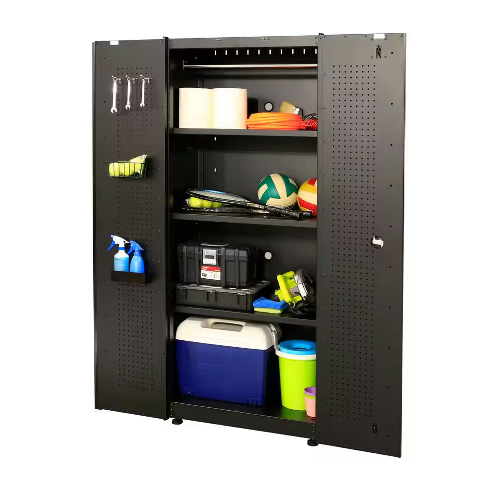 Regular Duty Welded 54.5 In. W X 75 In. H X 19.6 In. D 21-Gauge Steel 3-Piece Garage Storage System in Black
