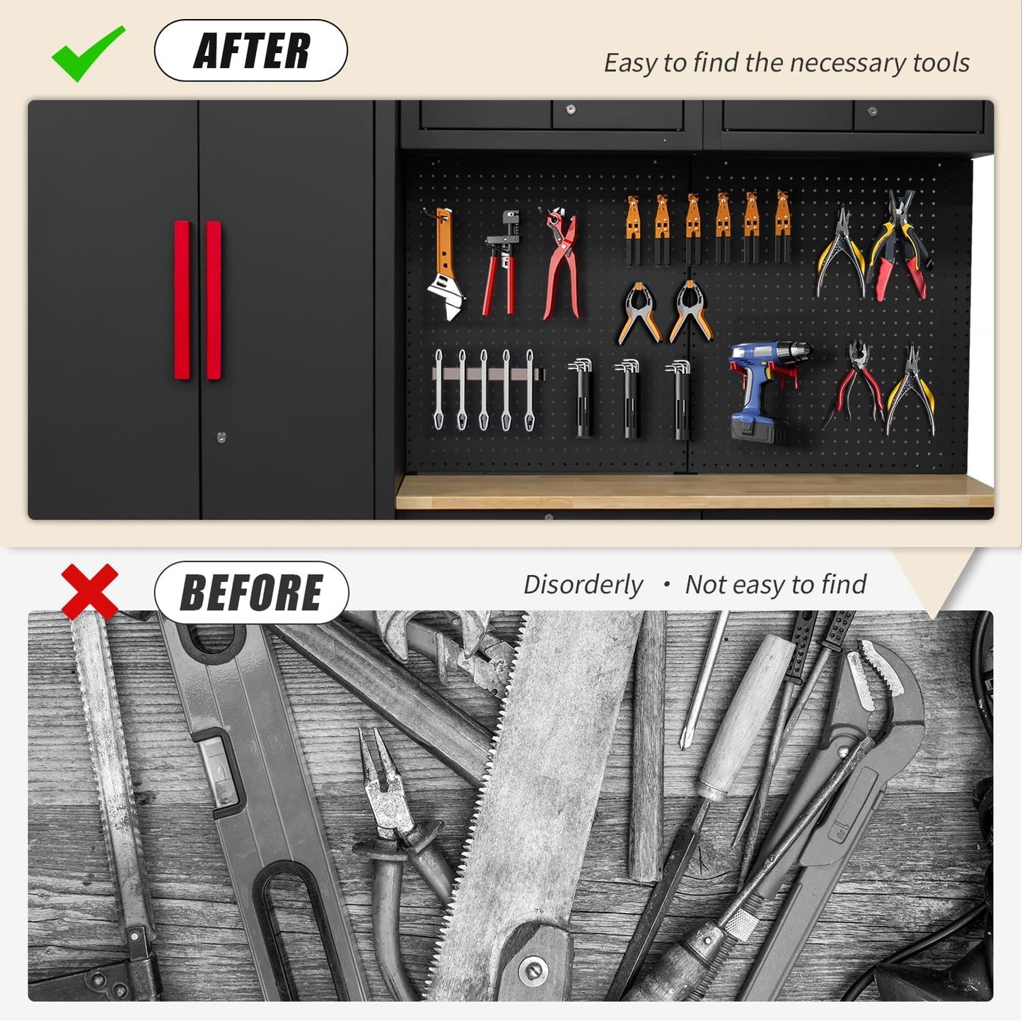 Garage Storage Cabinet System - 2 * 6-Pcs Workshop Set | with Steel Cabinet Drawers, Tool Chest, Workbench, Pegboard for Tool Organization