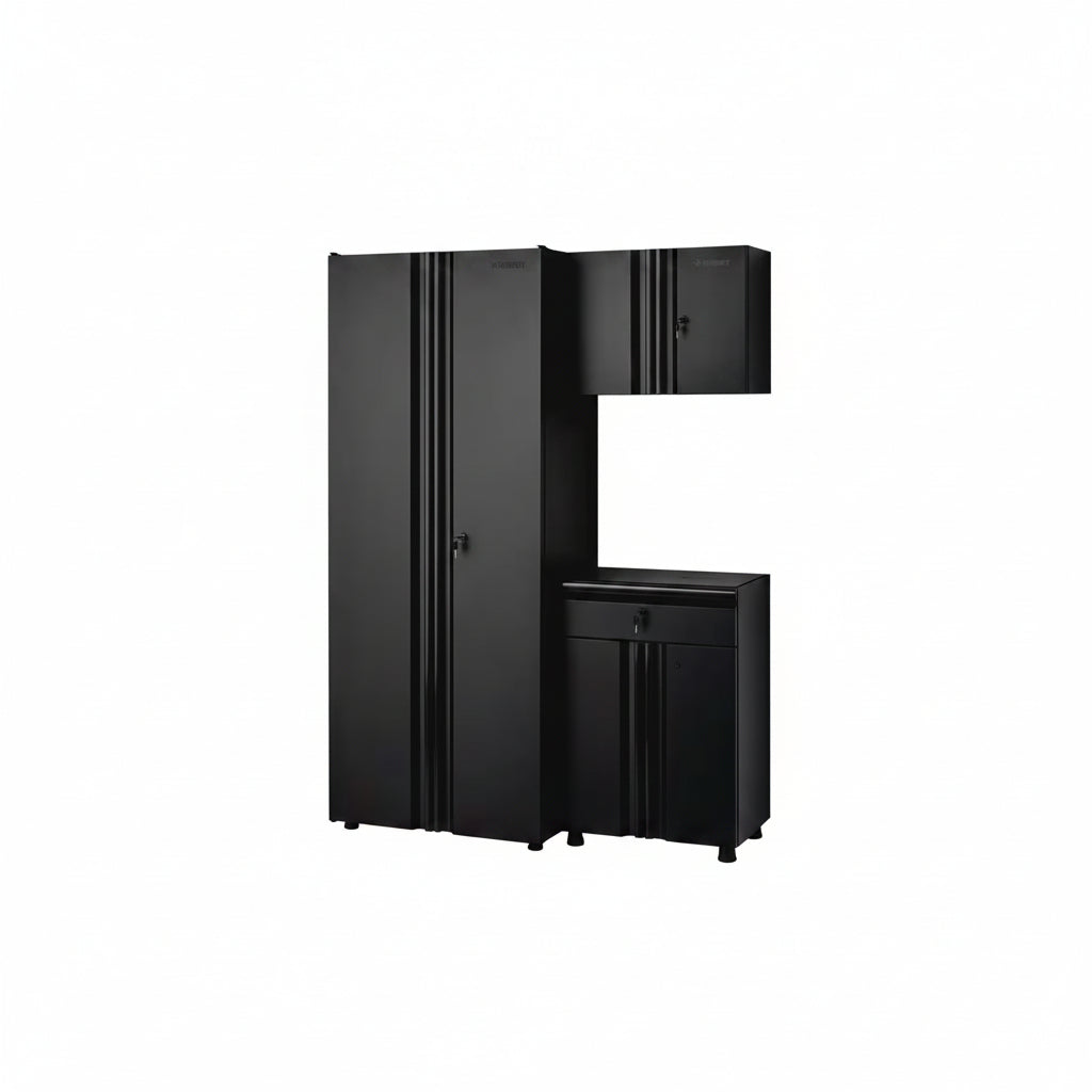 Regular Duty Welded 54.5 In. W X 75 In. H X 19.6 In. D 21-Gauge Steel 3-Piece Garage Storage System in Black