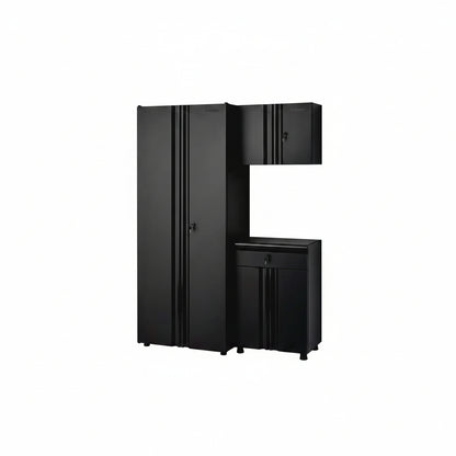 Regular Duty Welded 54.5 In. W X 75 In. H X 19.6 In. D 21-Gauge Steel 3-Piece Garage Storage System in Black