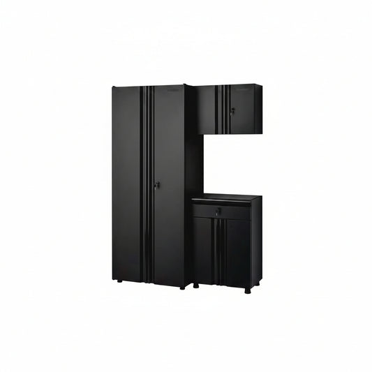 Regular Duty Welded 54.5 In. W X 75 In. H X 19.6 In. D 21-Gauge Steel 3-Piece Garage Storage System in Black