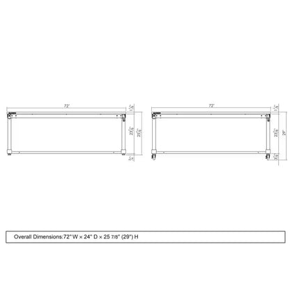 72 In. W X 24 In. D Adjustable Height White Workbench with Solid Wood Top