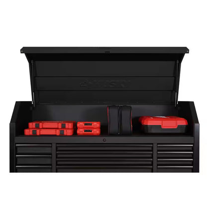 56 In. W X 22 In. D Heavy Duty 23-Drawer Combination Rolling Tool Chest and Top Tool Cabinet Set in Matte Black