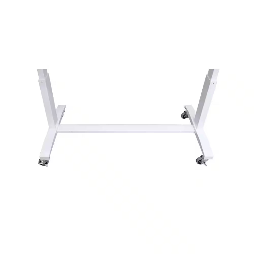 72 In. W X 24 In. D Adjustable Height White Workbench with Solid Wood Top
