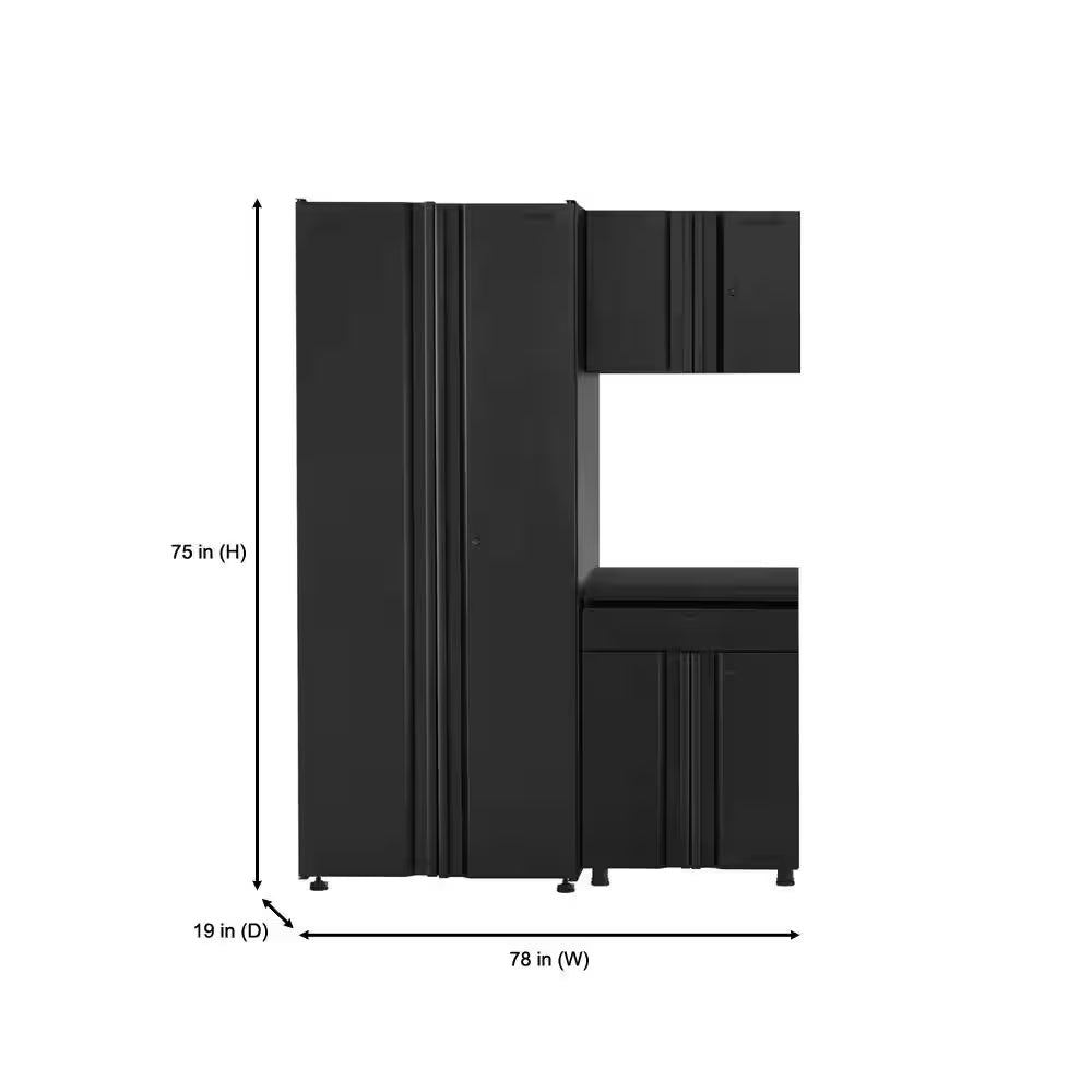 Regular Duty Welded 54.5 In. W X 75 In. H X 19.6 In. D 21-Gauge Steel 3-Piece Garage Storage System in Black