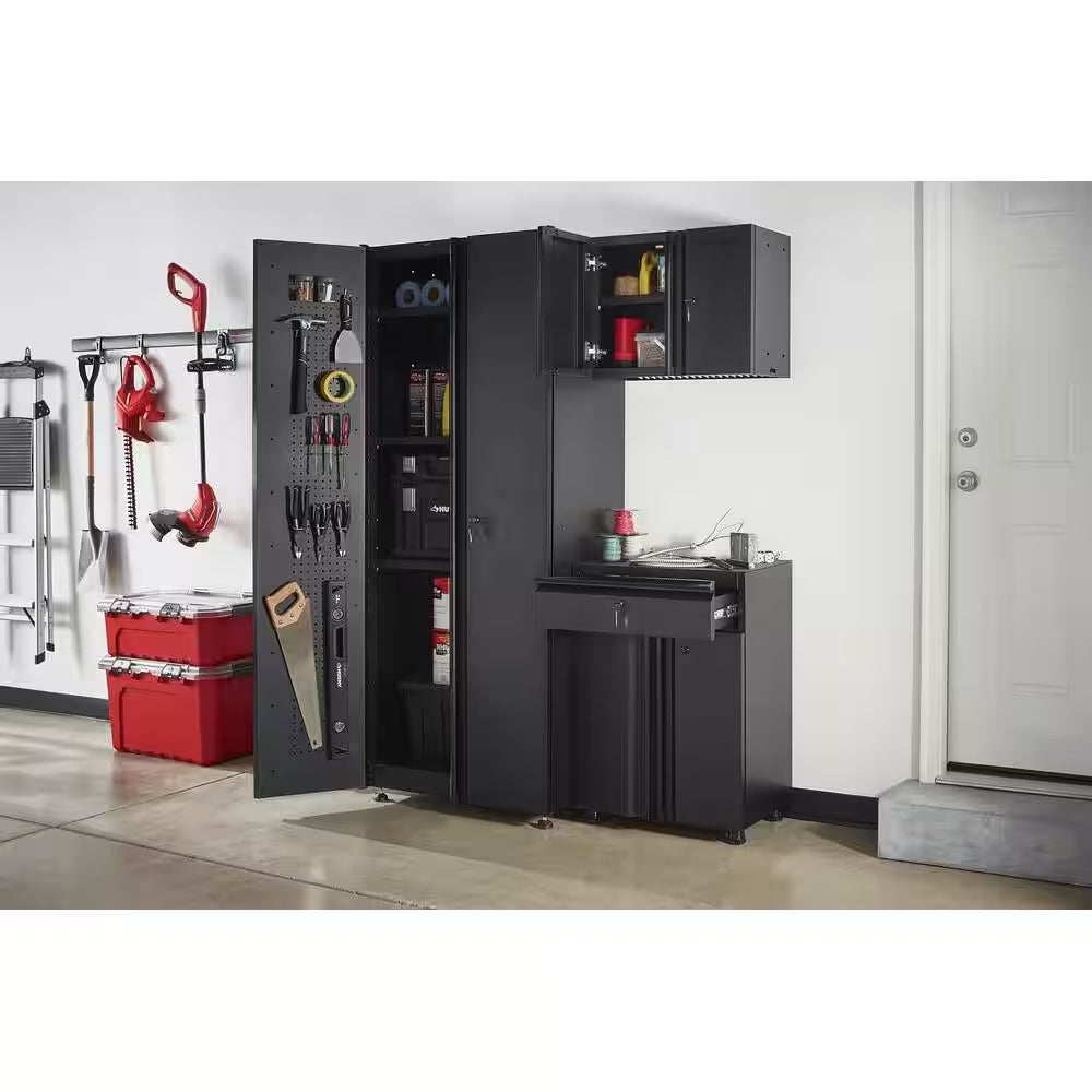 Regular Duty Welded 54.5 In. W X 75 In. H X 19.6 In. D 21-Gauge Steel 3-Piece Garage Storage System in Black